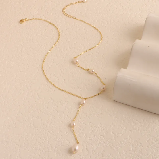 Elegant Y-Pearl Necklace with Freshwater Pearls