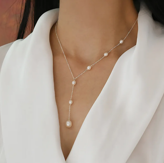 Elegant Y-Pearl Necklace with Freshwater Pearls