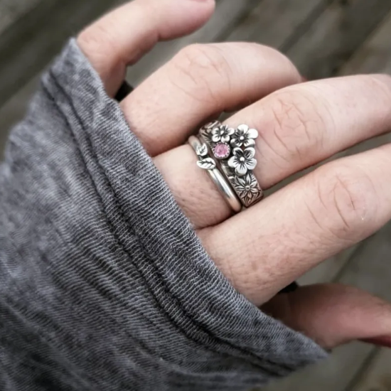 Vintage Floral Couple's Rings