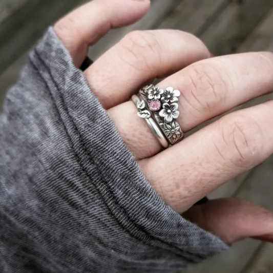 Vintage Floral Couple's Rings