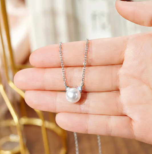 Elegant Jewelry Set with Cat Ears and Polished Metal Pearls