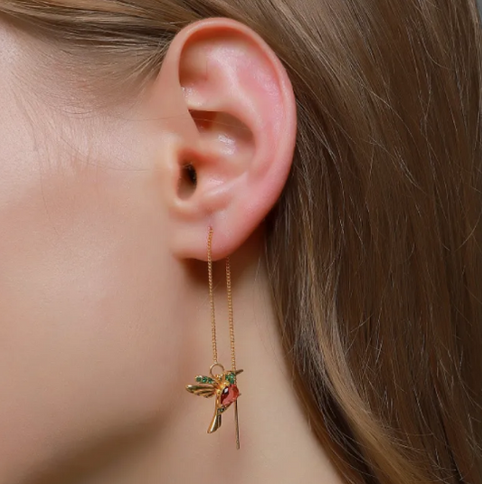 Elegant Hummingbird Earrings with Sparkling Zirconia