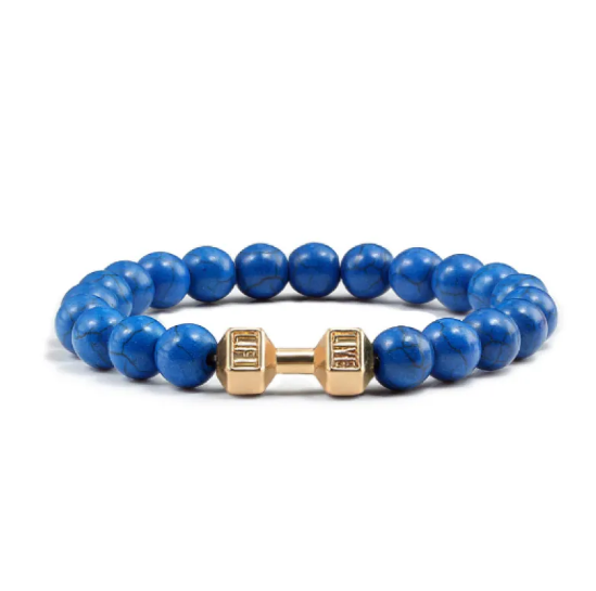 Fitness bracelet with onyx, turquoise or lava stone weights for men