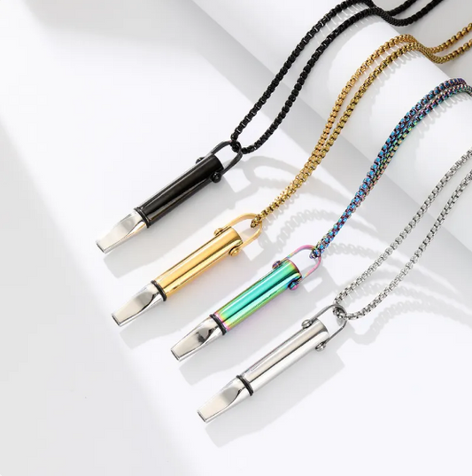 Elegant Stainless Steel Whistle Necklace for Style-Conscious Men and Women