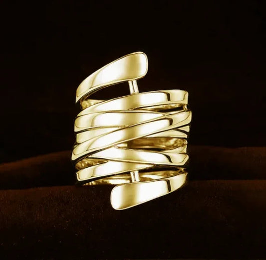 Geometric Metallic Ring - Minimalist Style