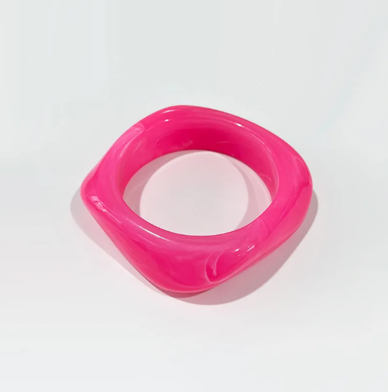 Fashionable square acrylic resin bracelet in bright colours for women