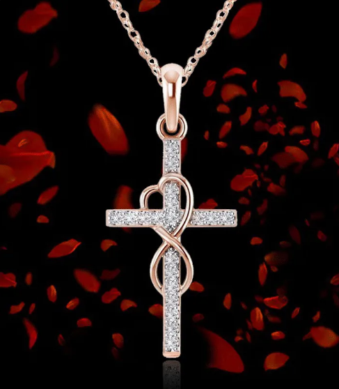 Delicate Cross Necklace with Infinity Heart Design and Cubic Zirconia