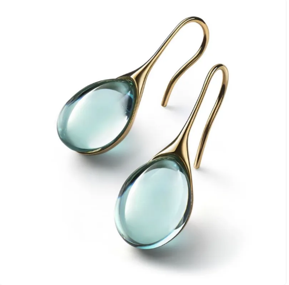 Elegant earrings featuring teardrop-shaped cabochons in vibrant colours