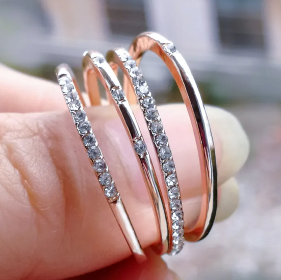 Square Ring with Four Cubic Zirconia Stones