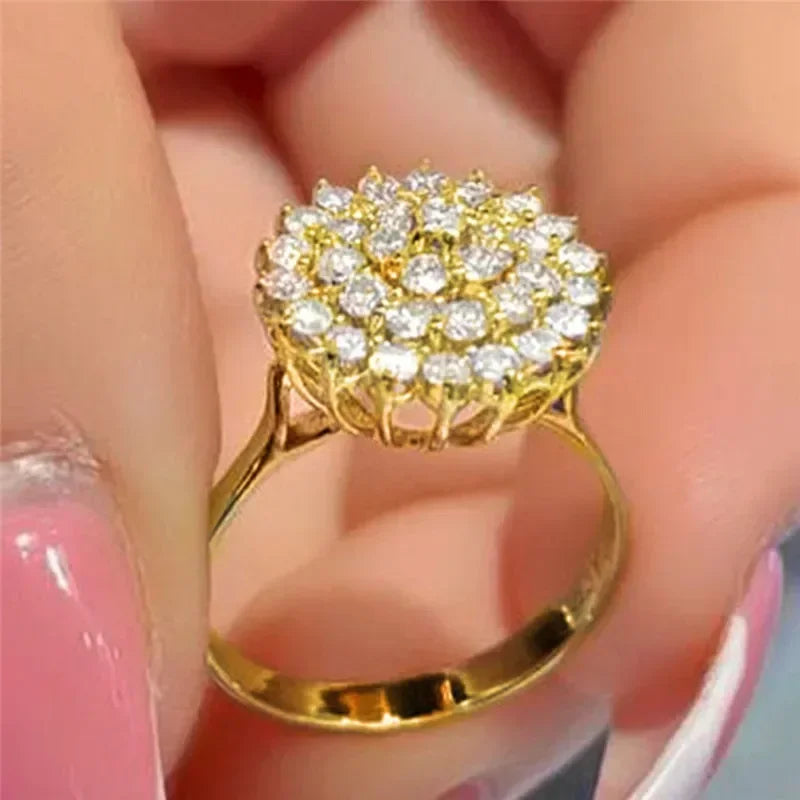 Flower Ring with Cubic Zirconia Crystals