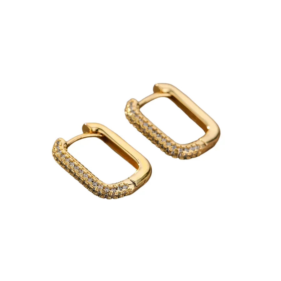 Stylish rectangular hoop earrings with sparkling cubic zirconia stones for an elegant look
