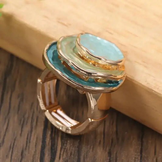 3-Layer Vintage Ring with Enamel