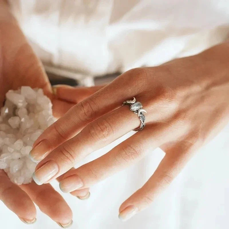 Moon Ring with Moonstone