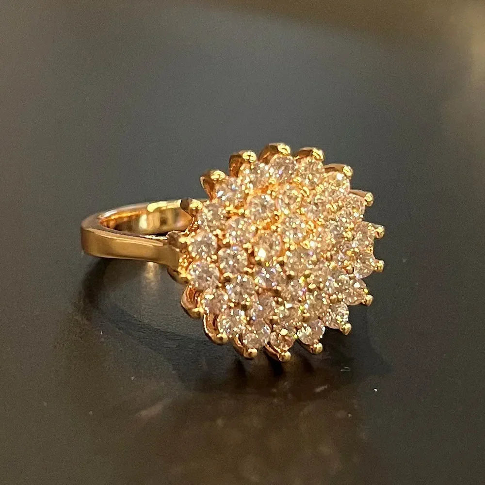 Flower Ring with Cubic Zirconia Crystals