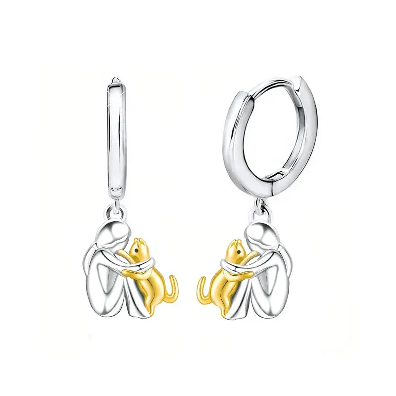 Cute Cat Hug Earrings for Animal Lovers