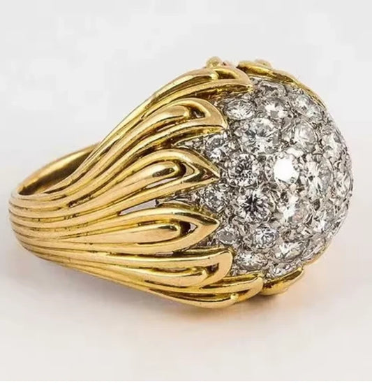 Luxury Dome Ring with Pavé Crystals