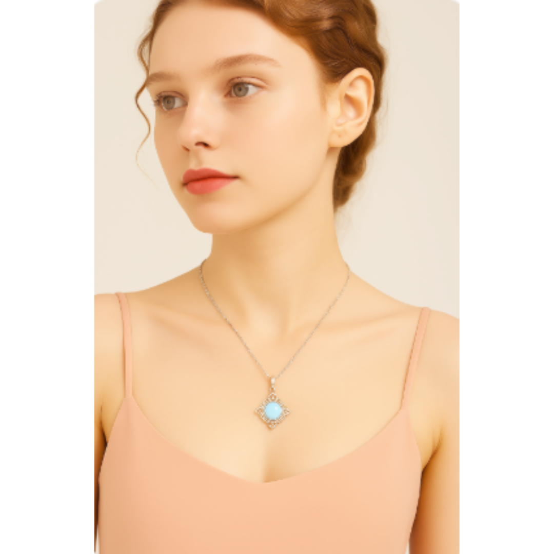 Moonstone Necklace with Delicate Square Pendant