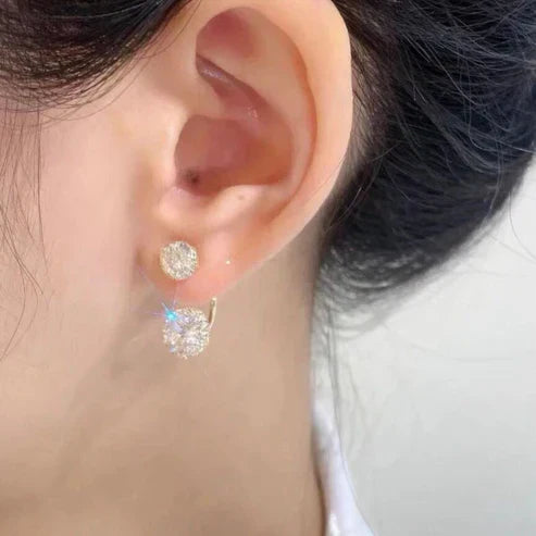 Brilliant Cubic Zirconia Earrings with Two-Sided Design for an Elegant Look
