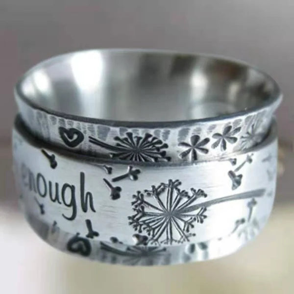 "I Am Enough" Meditation Ring with Dandelion