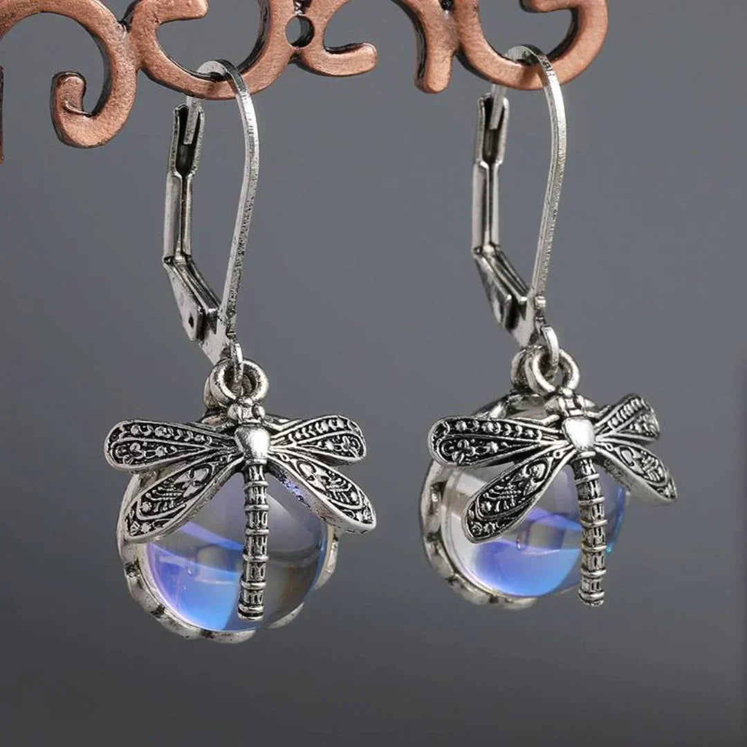 Dragonfly earrings with sparkling glass beads in various colours