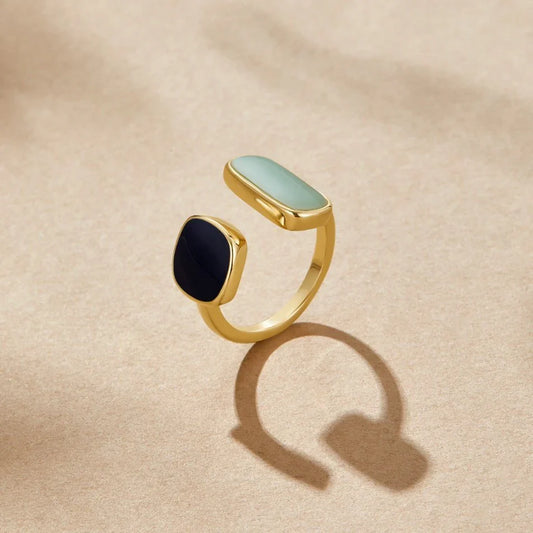 Square Stone Ring in Gold Plating