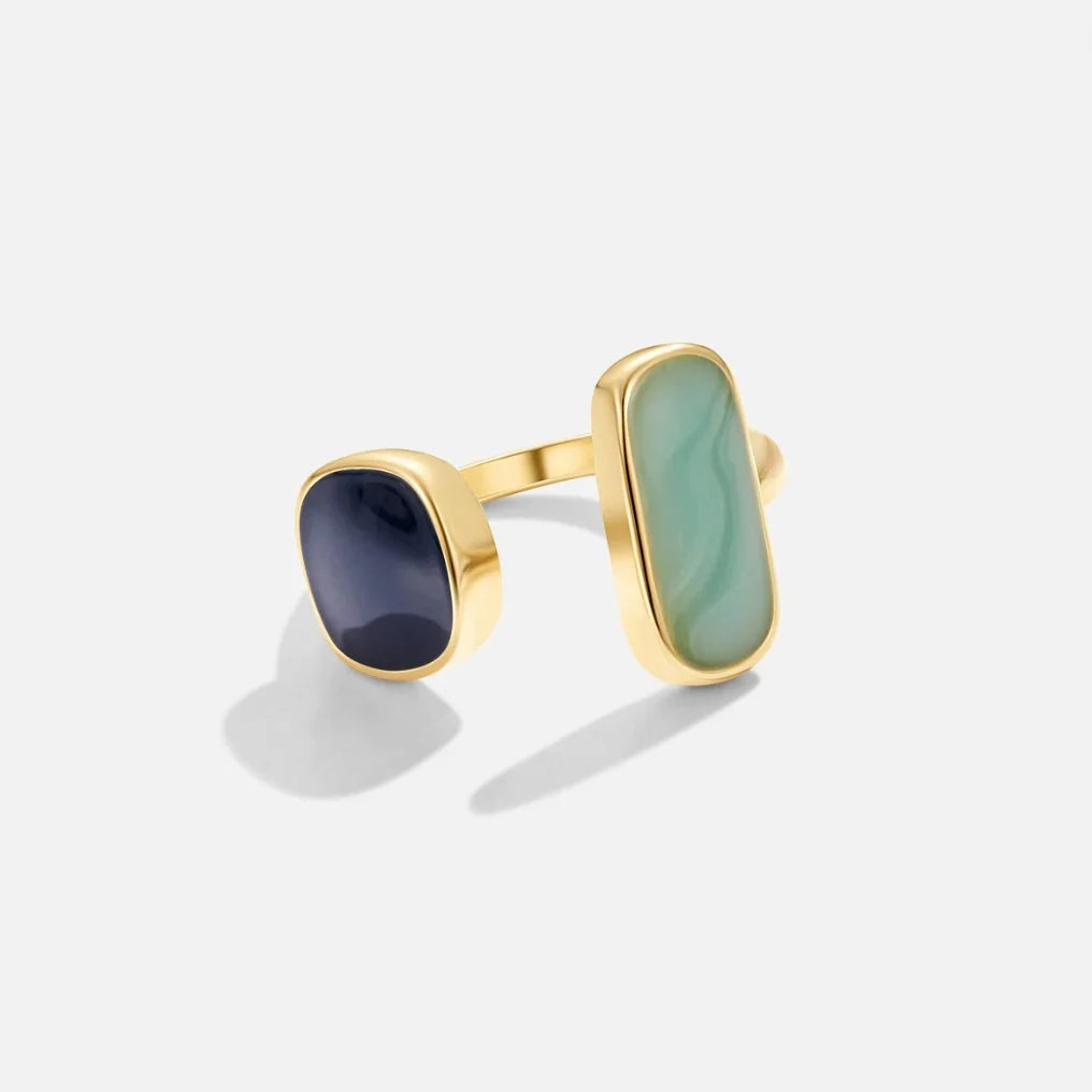 Square Stone Ring in Gold Plating