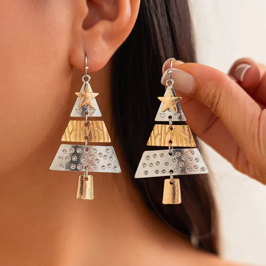 Festive Christmas tree decorations made from non-ferrous metals, featuring stars