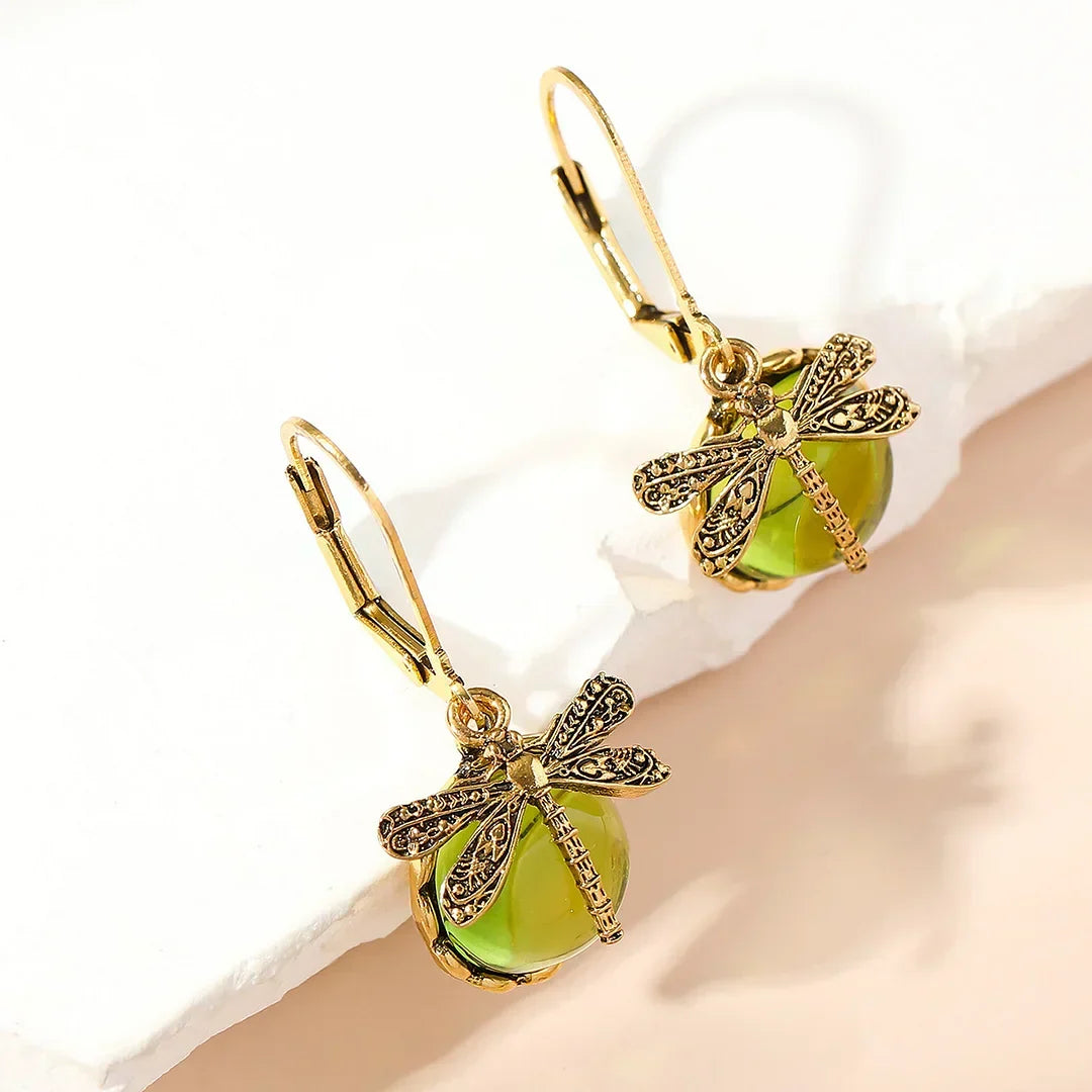Dragonfly earrings with sparkling glass beads in various colours
