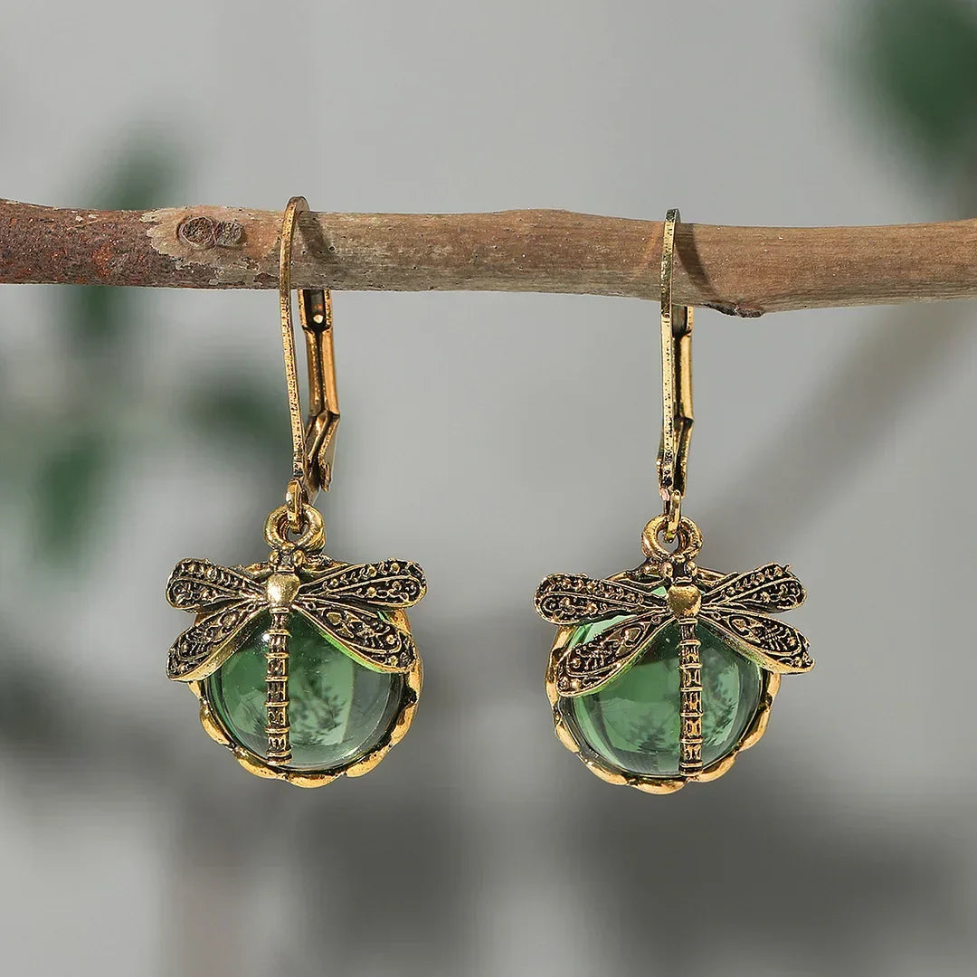 Dragonfly earrings with sparkling glass beads in various colours