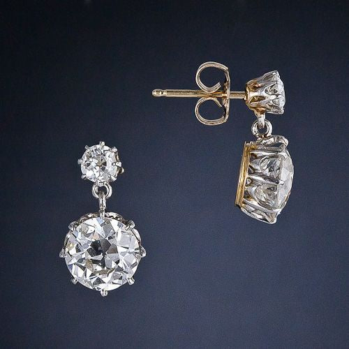 Brilliant Diamond-Style Dangle Earrings with Vintage Round Cubic Zirconia