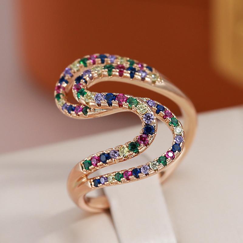 Elegant Ring with Multicolor Cubic Zirconia