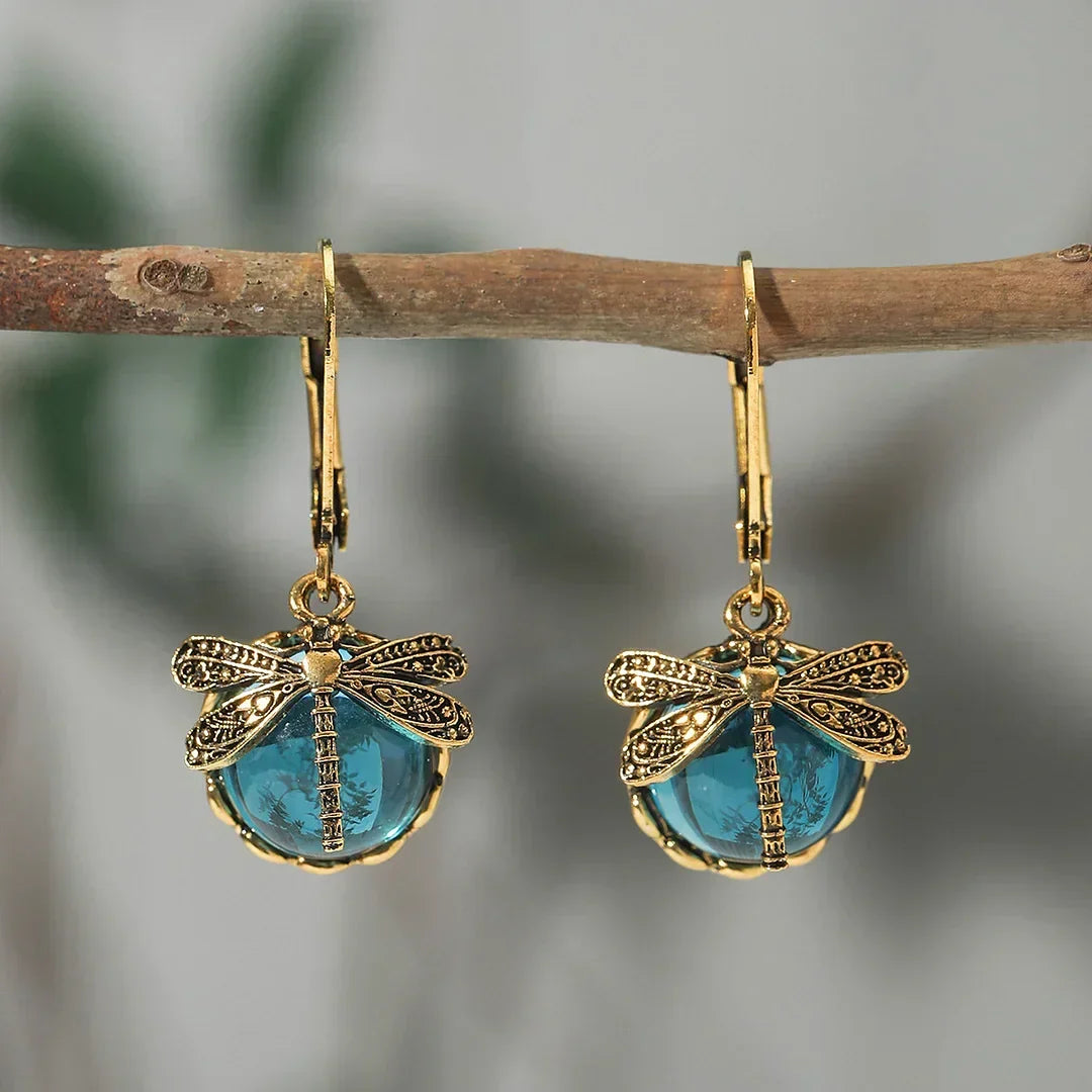 Dragonfly earrings with sparkling glass beads in various colours