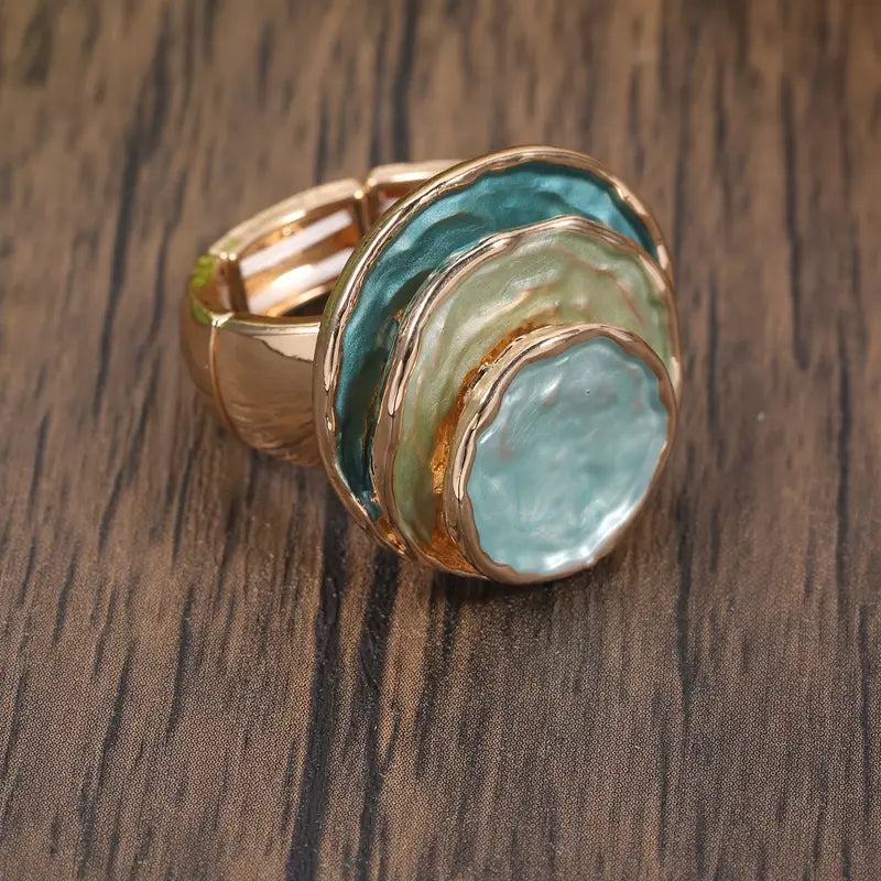 3-Layer Vintage Ring with Enamel