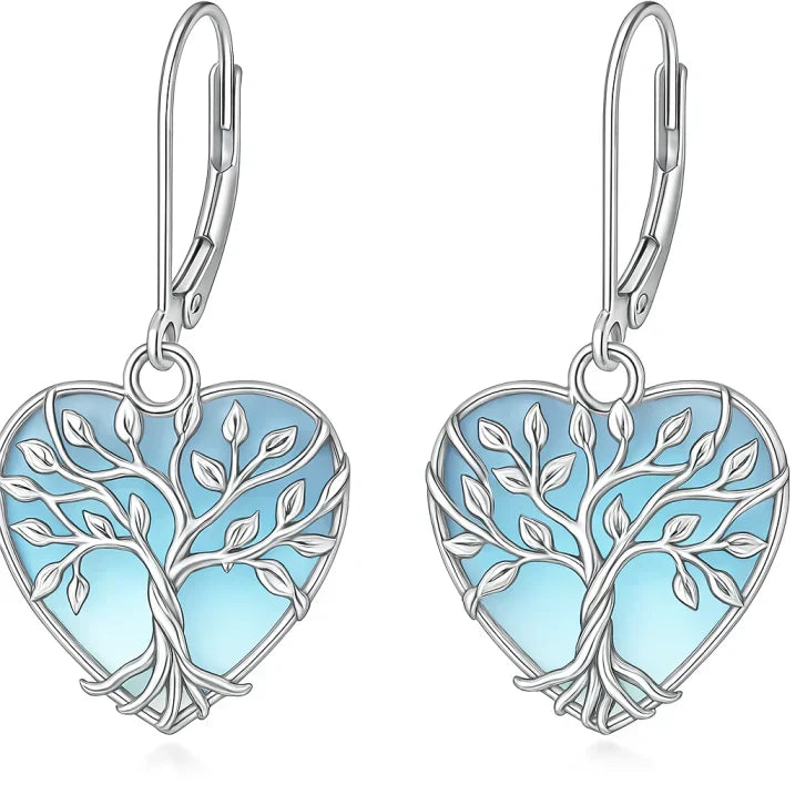 Turquoise Earrings with a Tree of Life Design