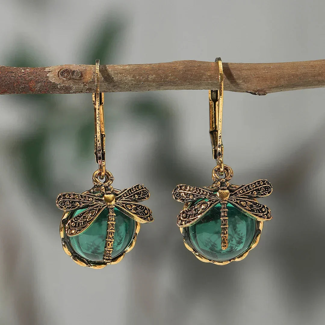 Dragonfly earrings with sparkling glass beads in various colours