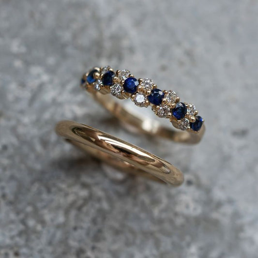 Elegant Blue Cubic Zirconia Ring Set
