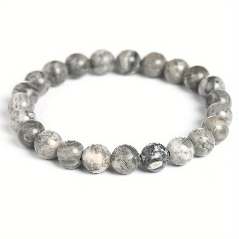 Unisex stretchy bracelet with sparkling opalite beads and gemstones