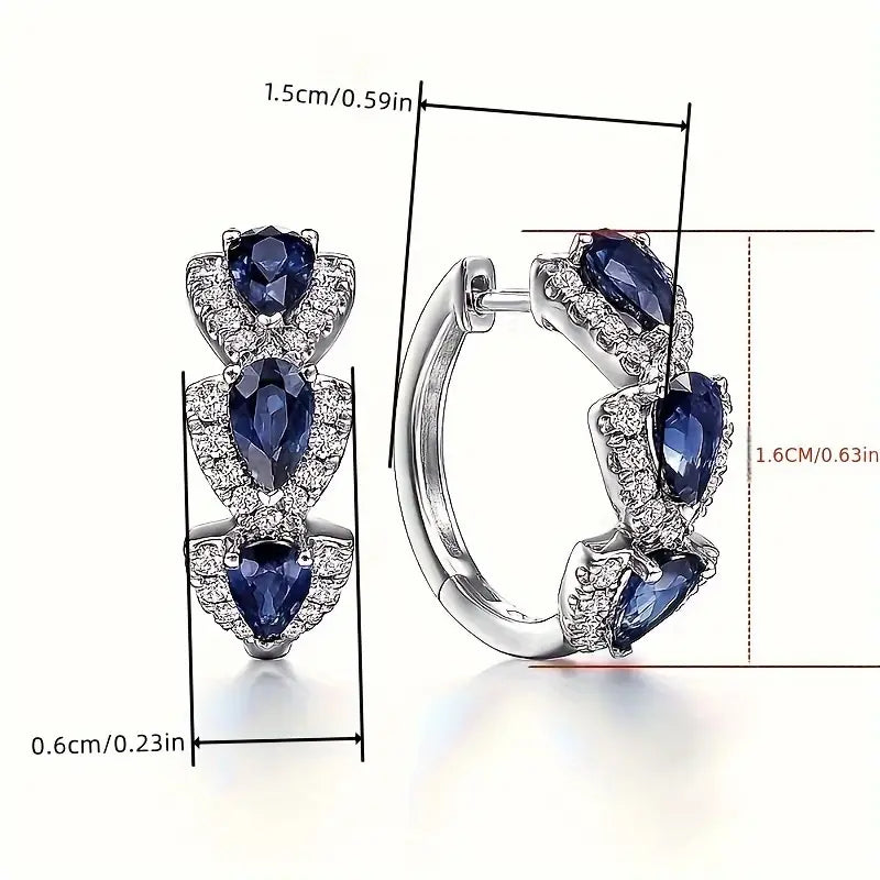 Elegant teardrop-shaped earrings with sparkling cubic zirconia and coloured crystals
