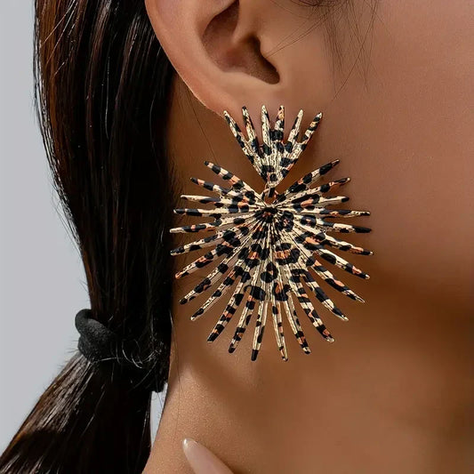 Eye-catching leopard-print spider earrings for women
