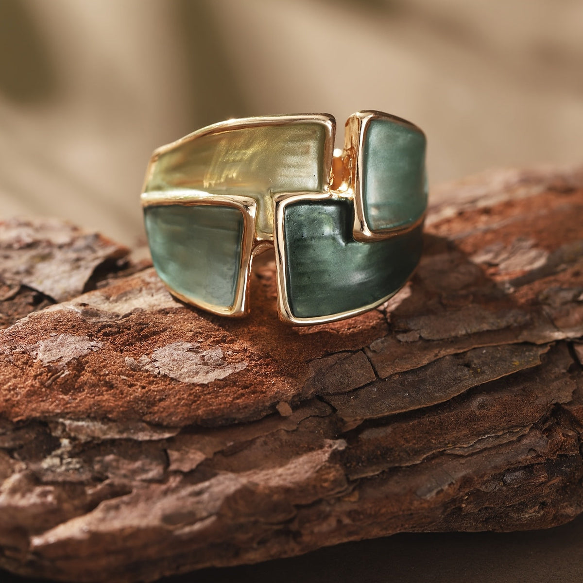 Enameled Geometric Ring