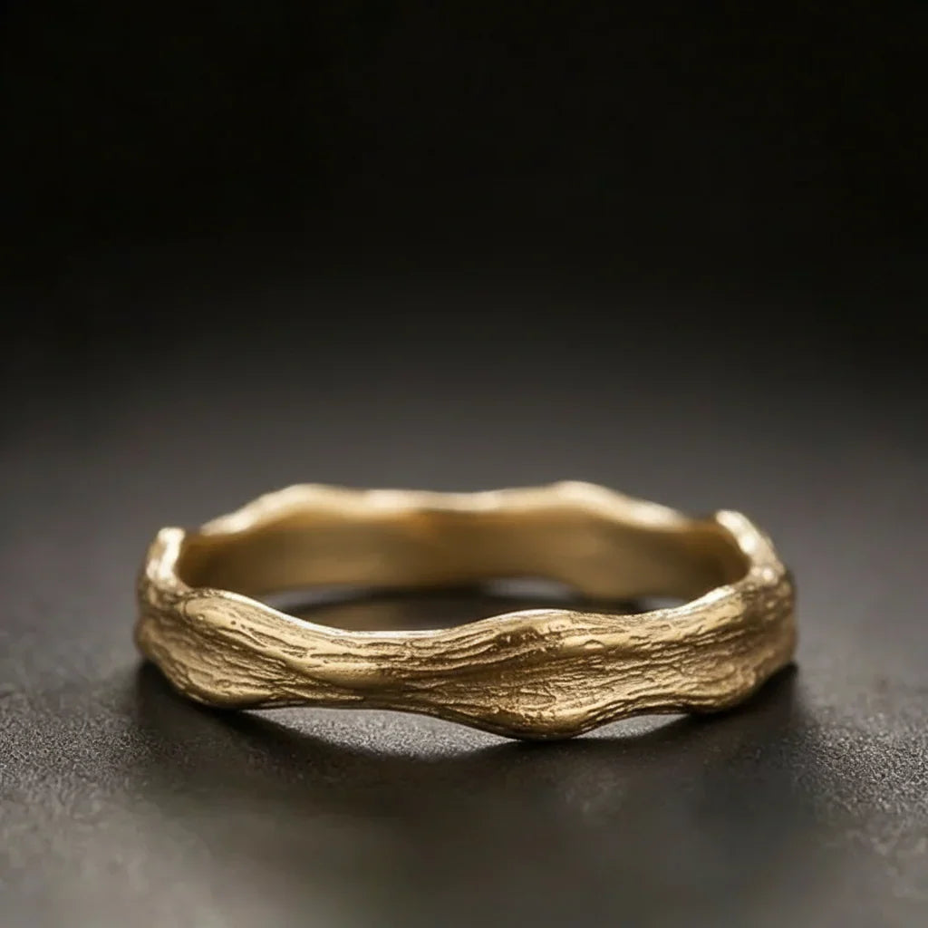 Vintage Forged Gold Ring — Natural Organic Texture