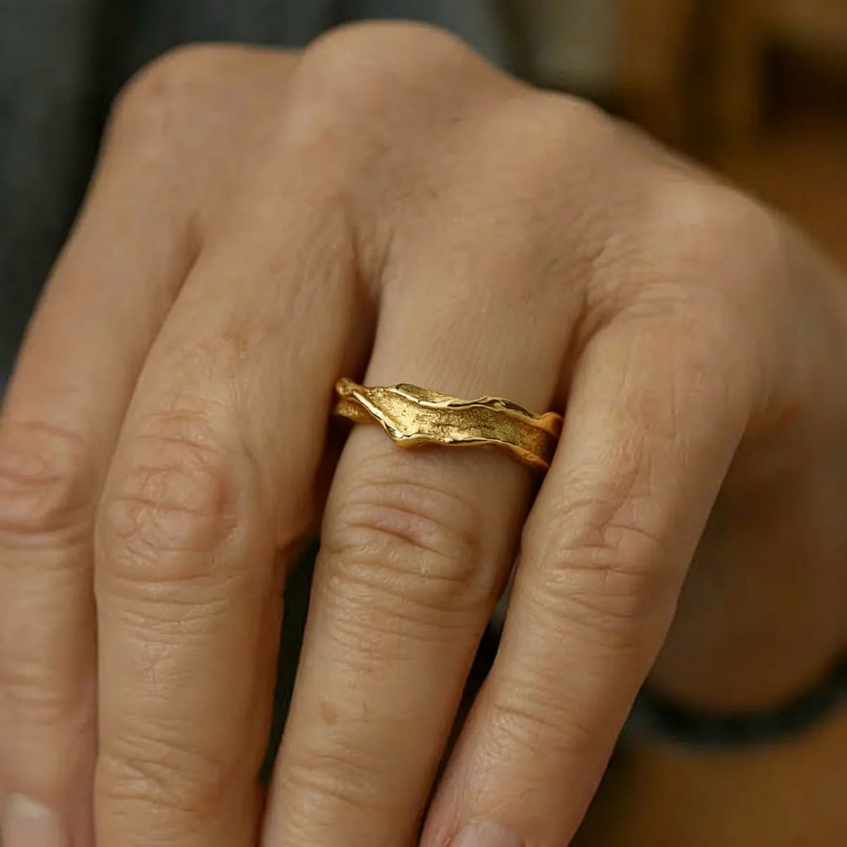 Vintage Forged Gold Ring — Natural Organic Texture