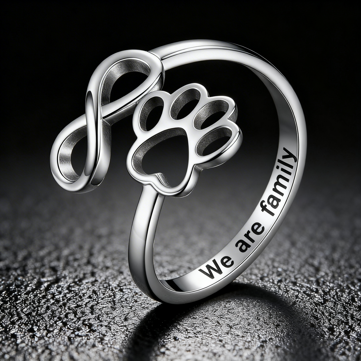 Handcrafted Ring with Paw and Heart