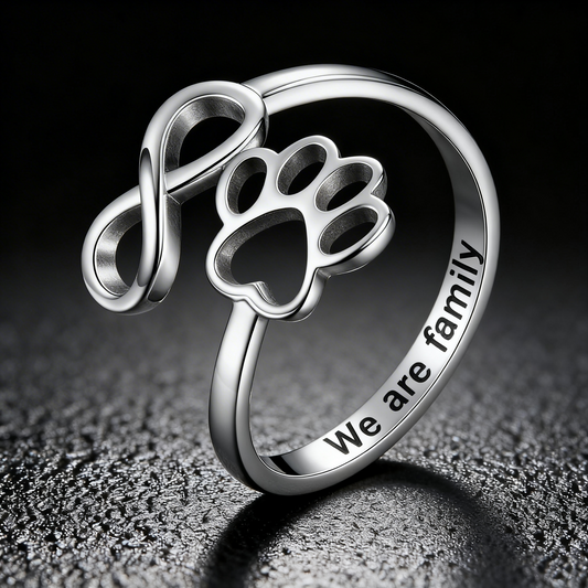 Handcrafted Ring with Paw and Heart