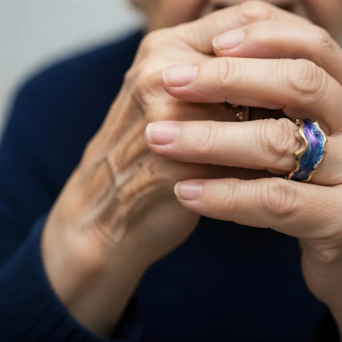 Handcrafted Ring with Multicolor Crystals and Gold Plating