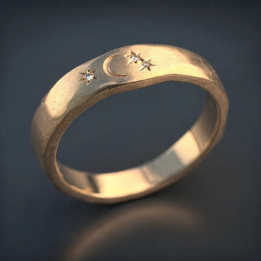 Vintage Signet Ring — Moon and Stars