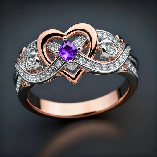 Stainless Steel Ring with Heart and Infinity Design