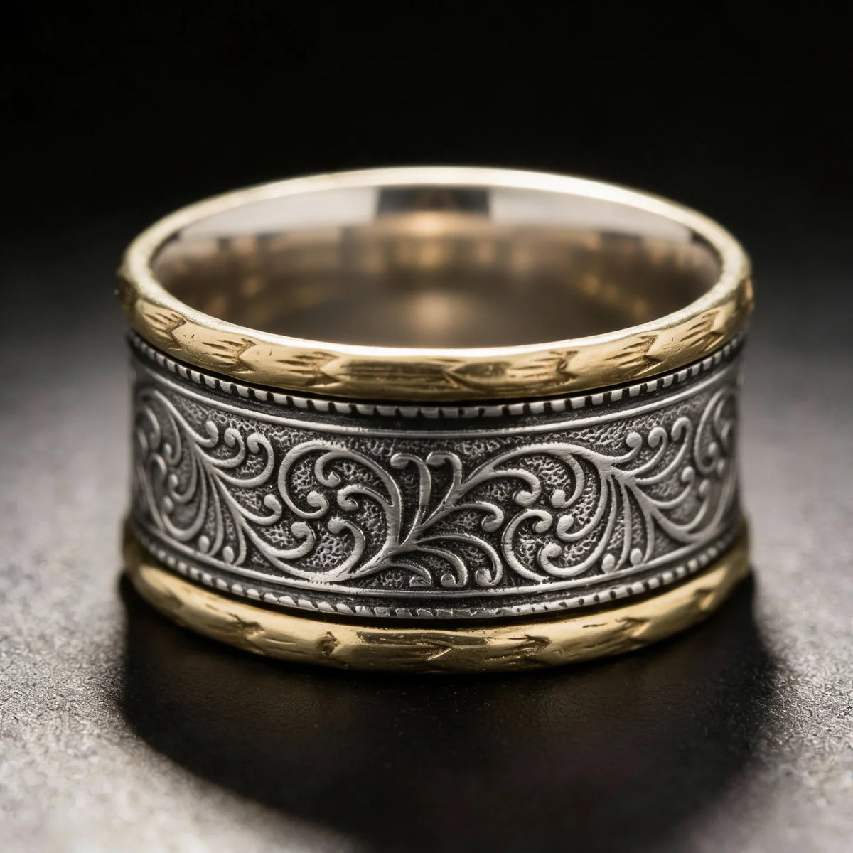 Vintage Ring with Floral Engraving