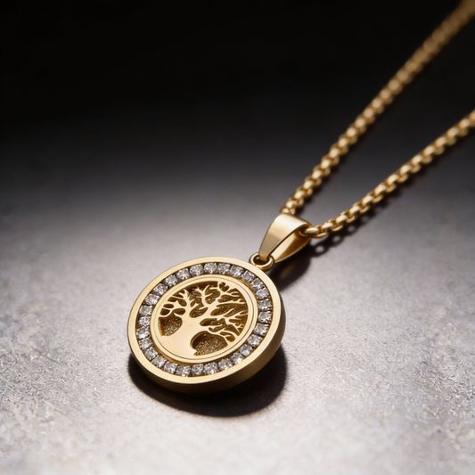 Tree of Life Necklace with Sparkling Cubic Zirconia for Men and Women