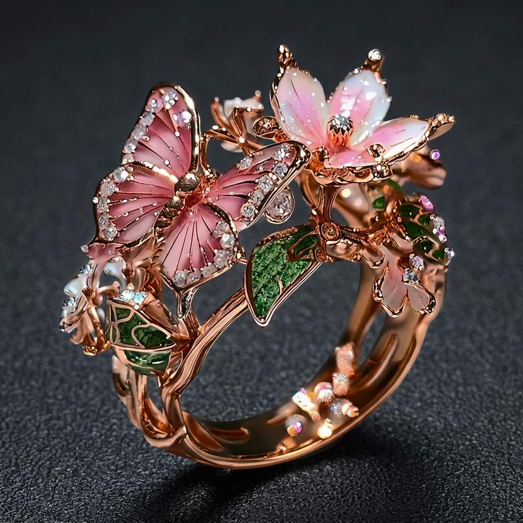 Butterfly Ring with Cubic Zirconia